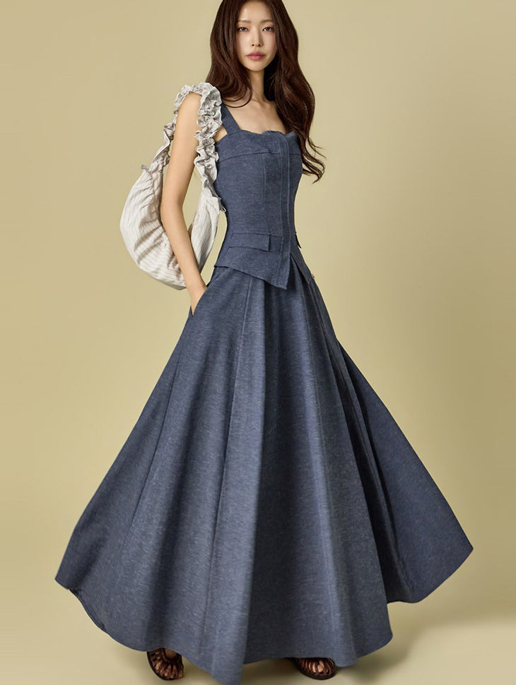 D9597 Corset Line Flare Dress