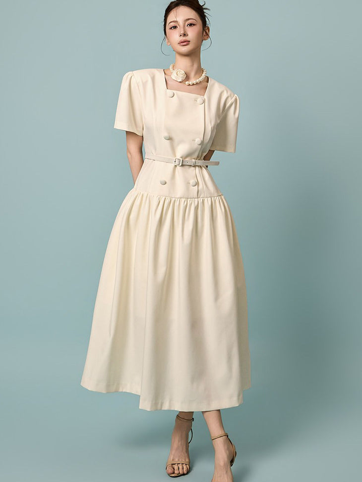 D5543 Square Neck Flare Dress