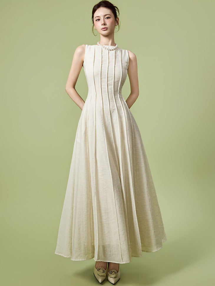 D9623 Pintuck Line Flare Dress