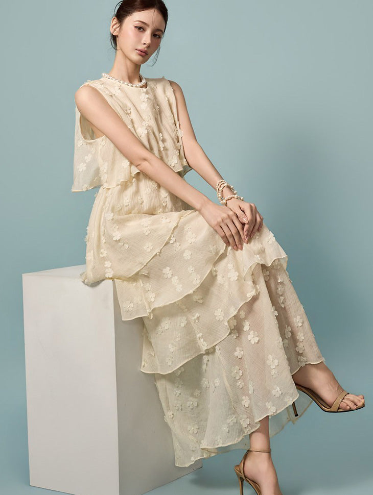 D5597 Floral Tiered Dress