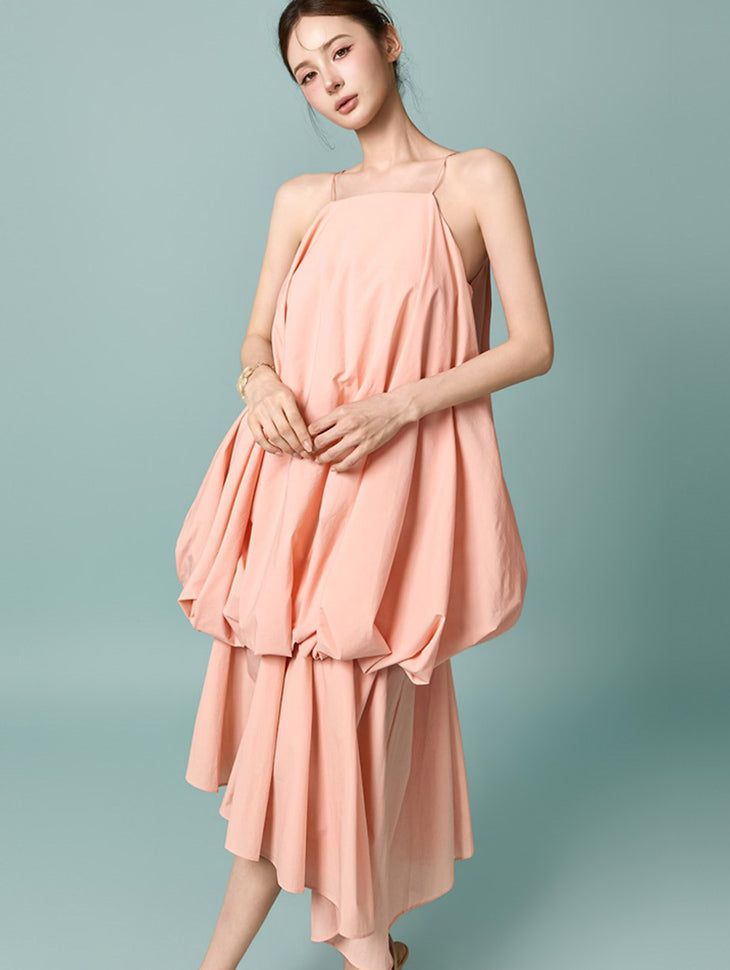 D9633 Balloon Drape Asymmetrical Dress