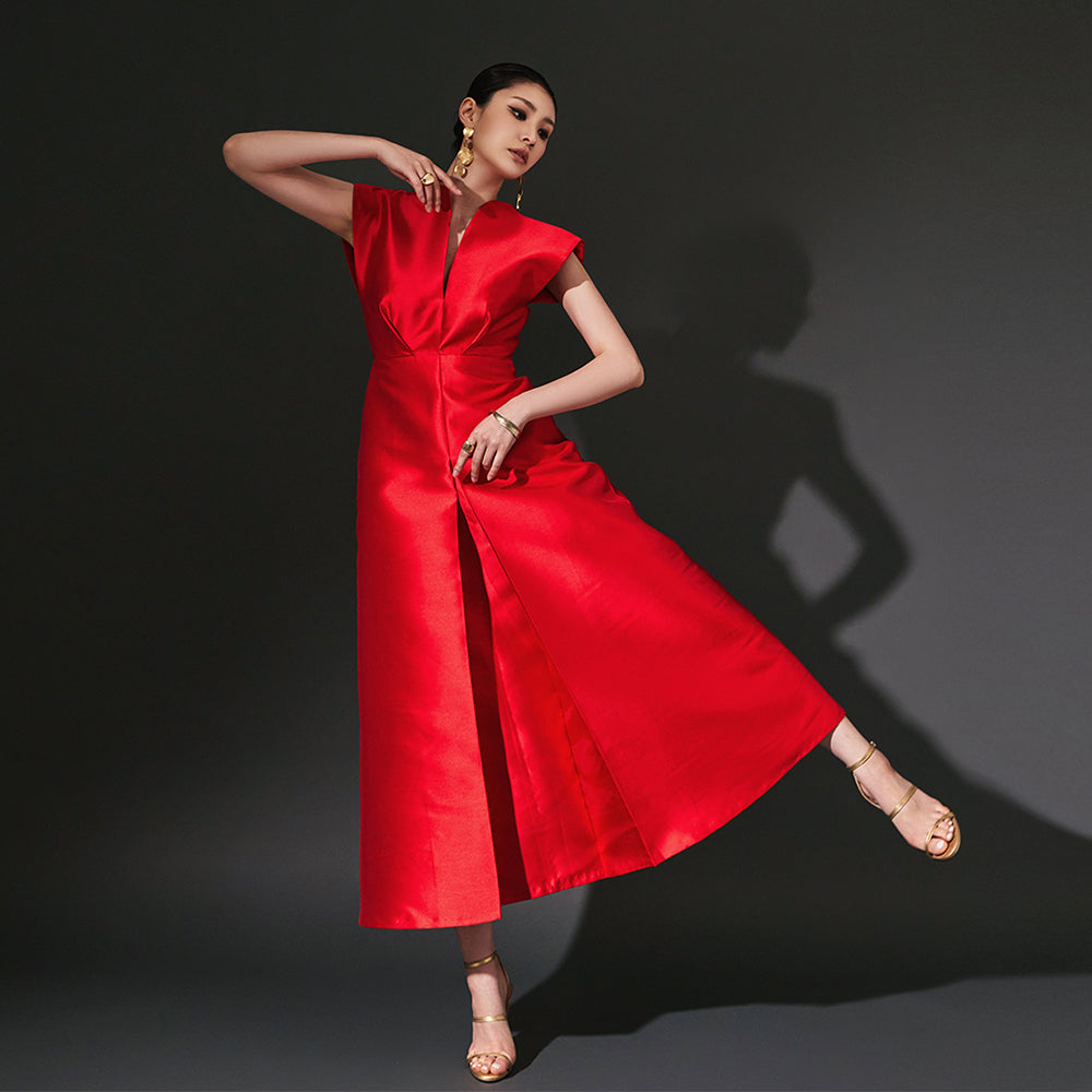 D9421 バックスリットピンタックロングワンピース