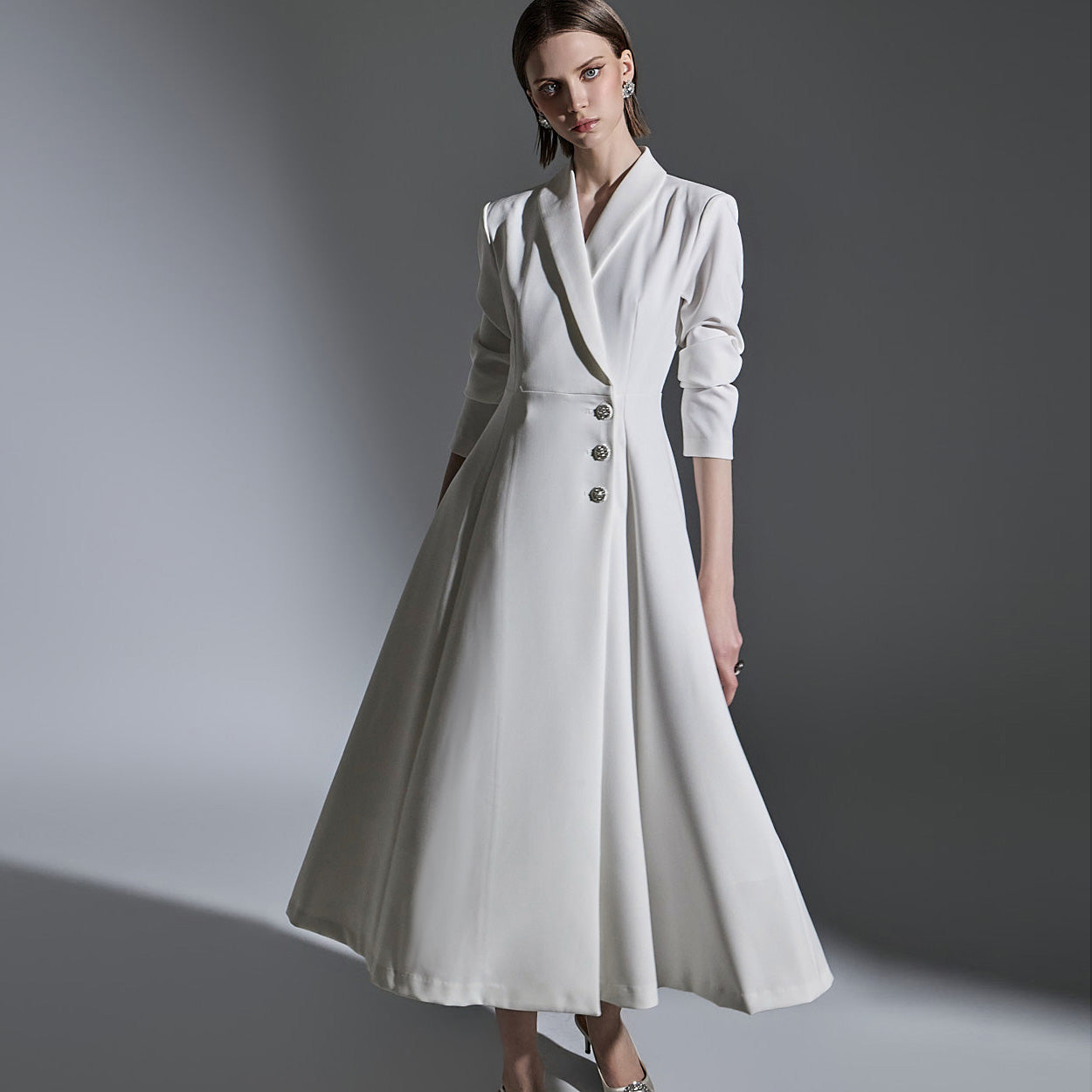 D4915 キュービックAラインミディドレス