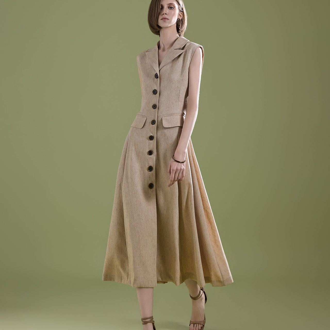 D5023 纽扣连衣裙