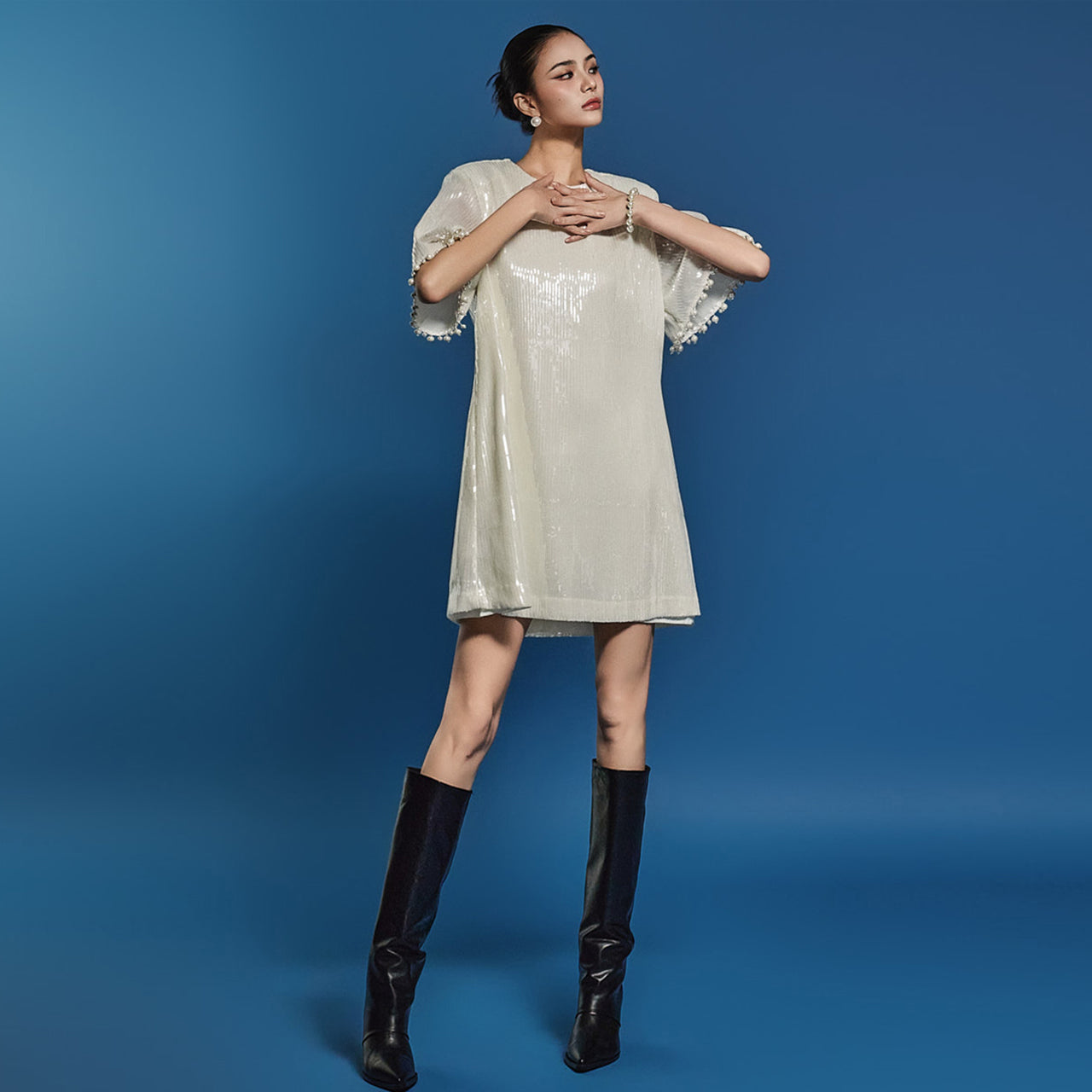 D5123 亮片迷你连衣裙