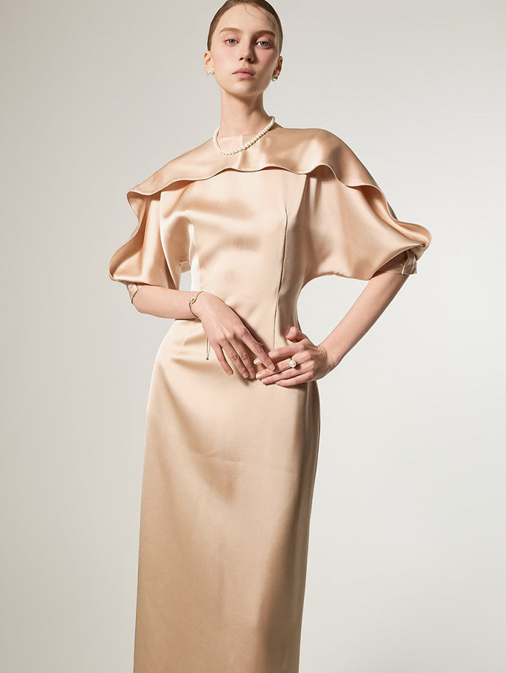 D9594 Cape Slim Dress