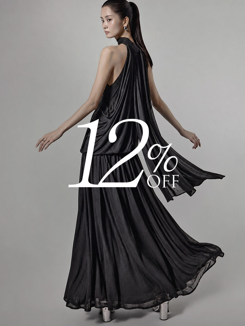 D5501 Halter Neck Shirred Dress