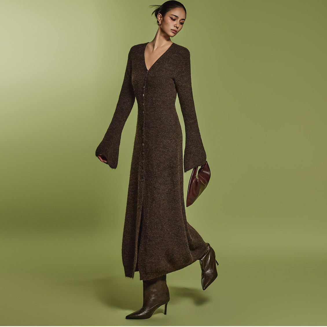 D5119 ニットボタンドレス