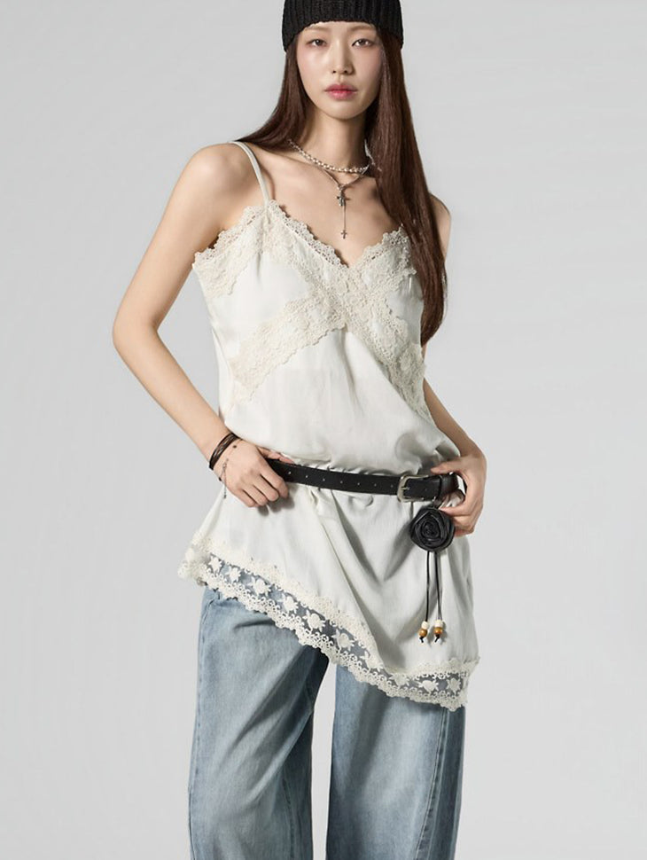 D5462 Lace Slip Dress