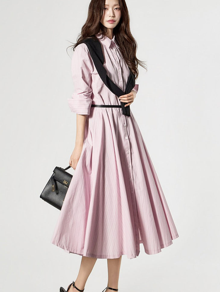 D5504 Striped Shirts Dress