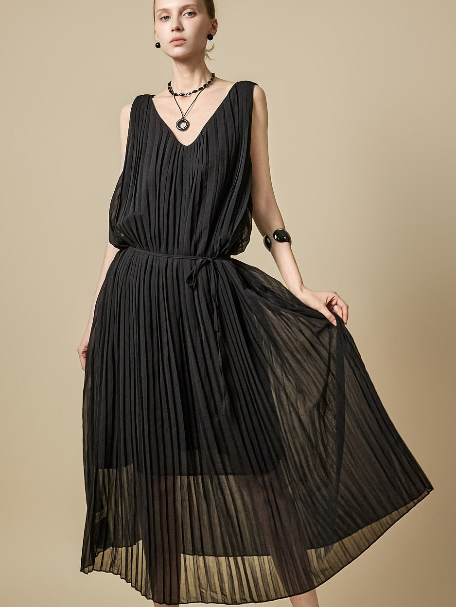 D5581 Strap Set Pleated Dress