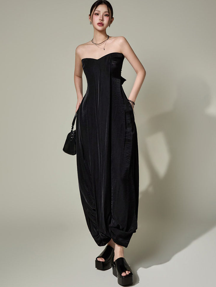 D9608 Tube Top Shirred Dress