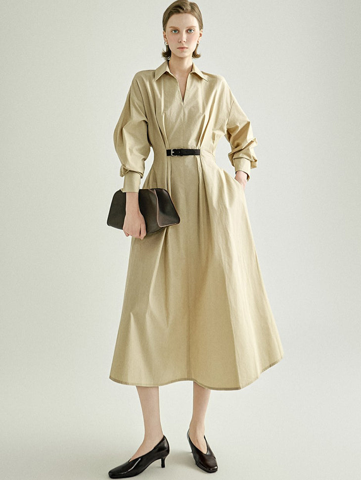 D5696 Belted Shirts Dress