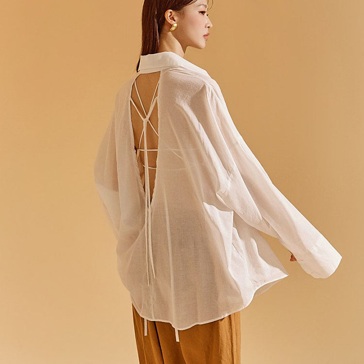 S551 Back Slit Strap Shirt