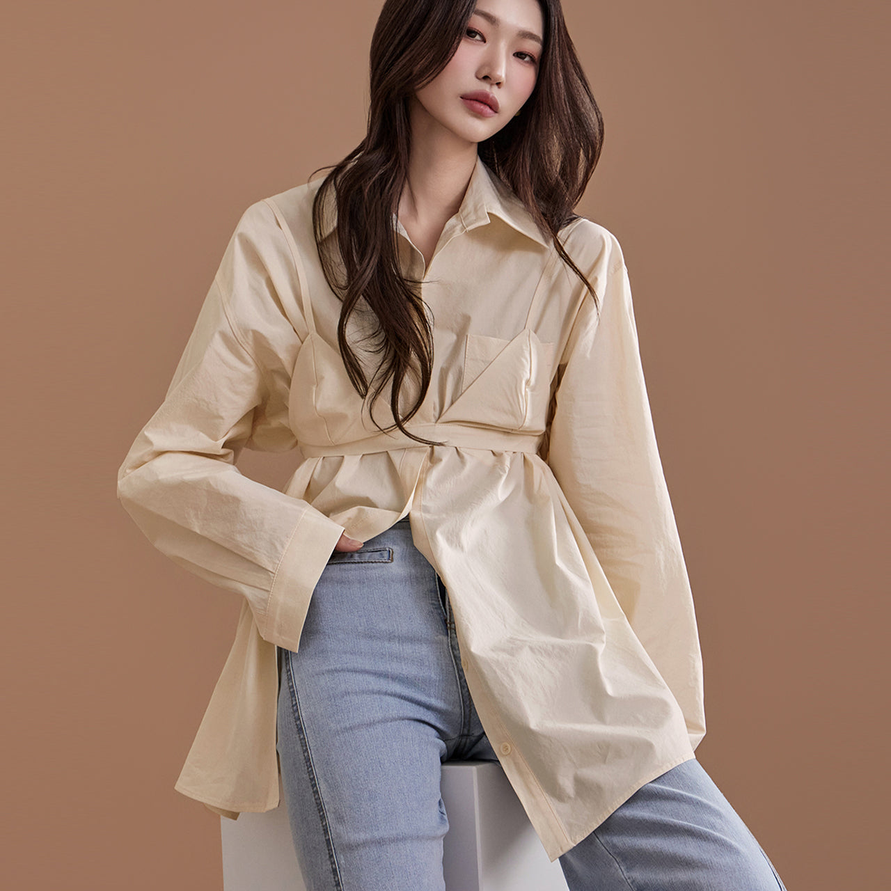 S618 Bustier Shirt Set