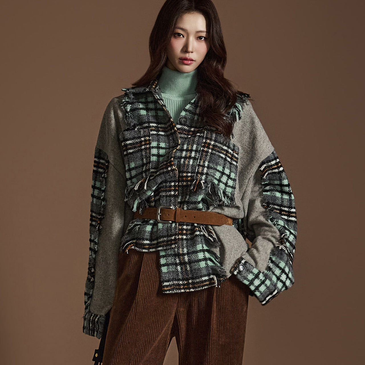 S706 ヘリンボーンチェックシャツ