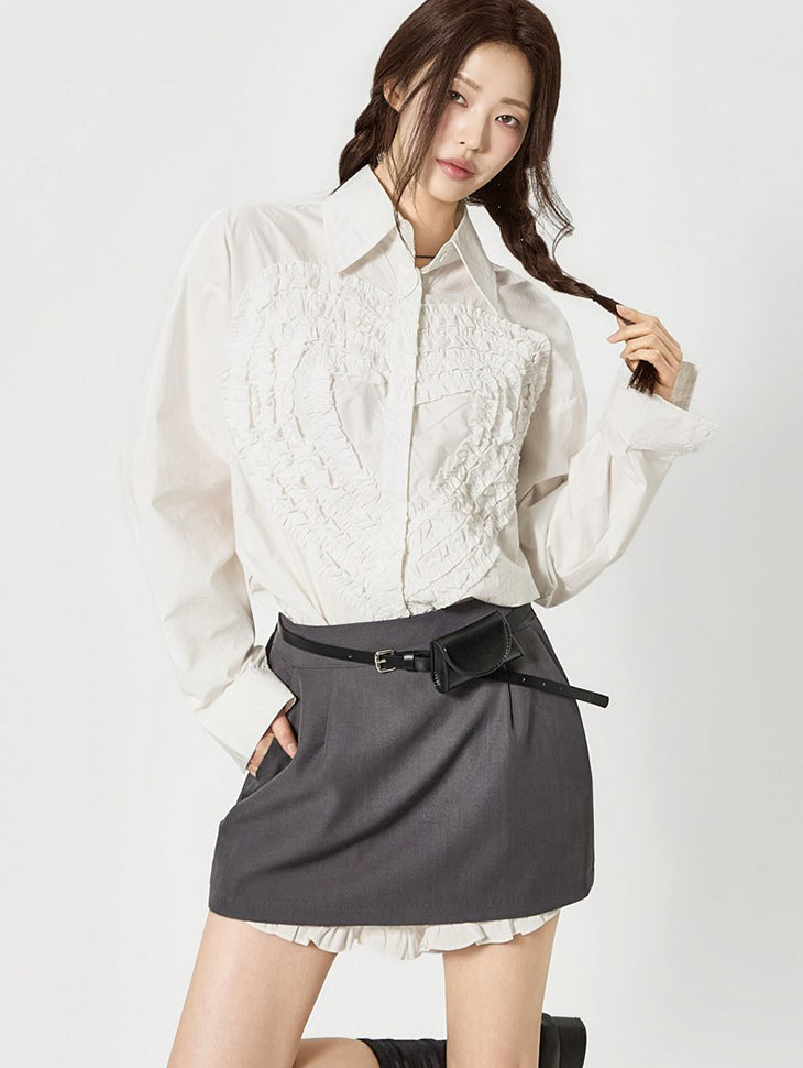 S853 Heart Frill Shirts