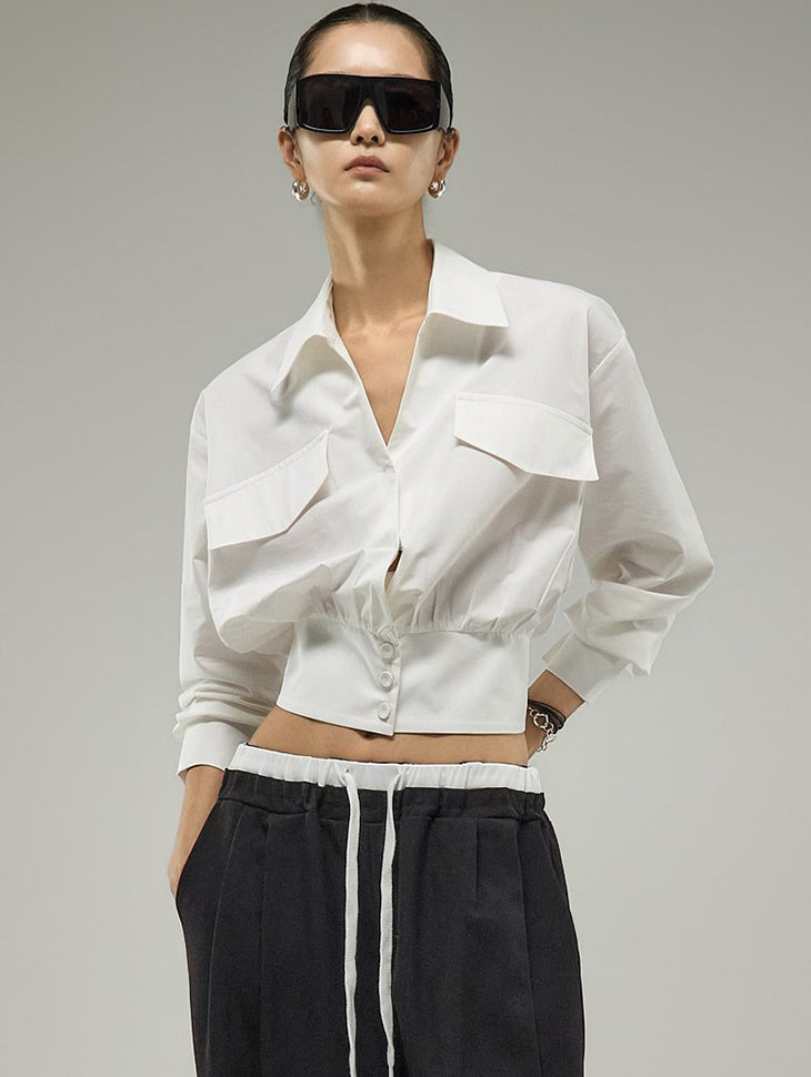S910 Two-Pocket Crop Shirts