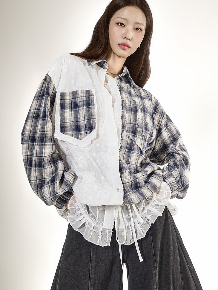 S924 Check Patchwork Shirts