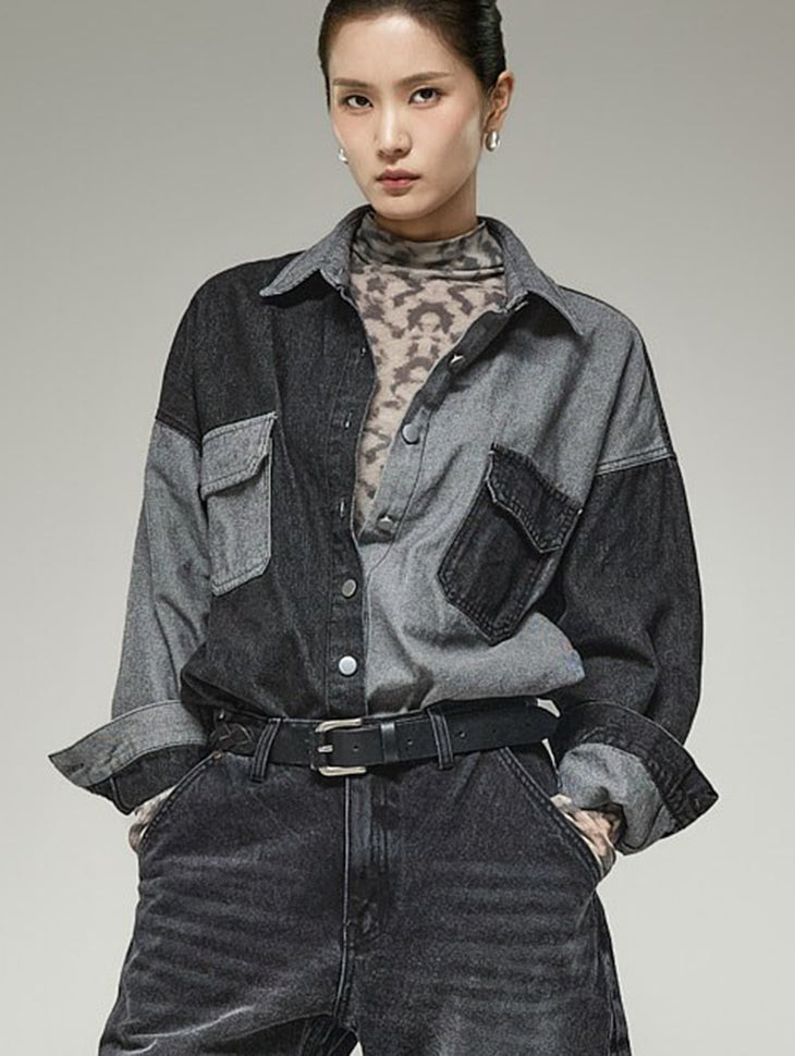 S927 Contrast Denim Shirts