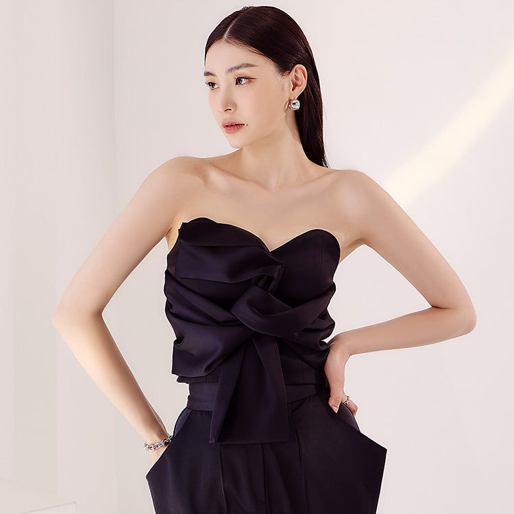 B9141 リボンチューブトップブラウス