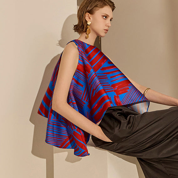 B9125 Asymmetrical Printed Blouse