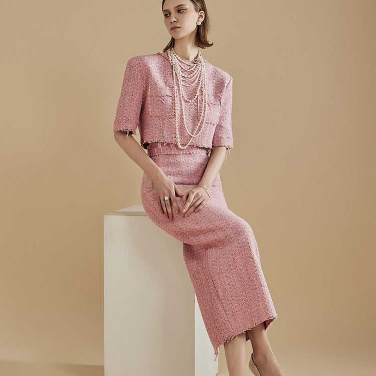 TP9116 パステルツイードクロップブラウス2点セット