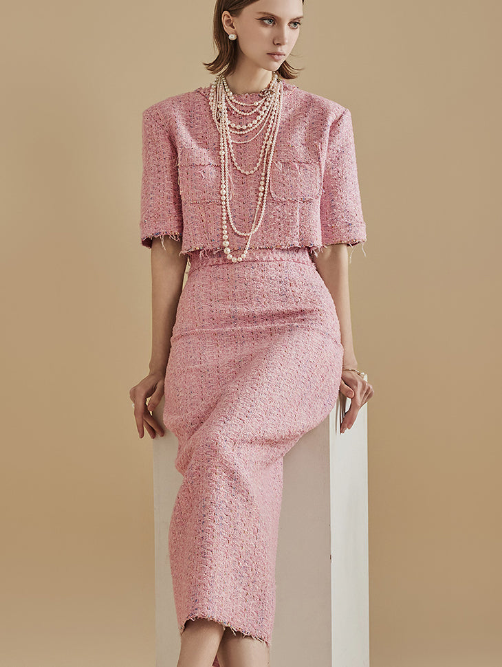 TP9116 パステルツイードクロップブラウス2点セット