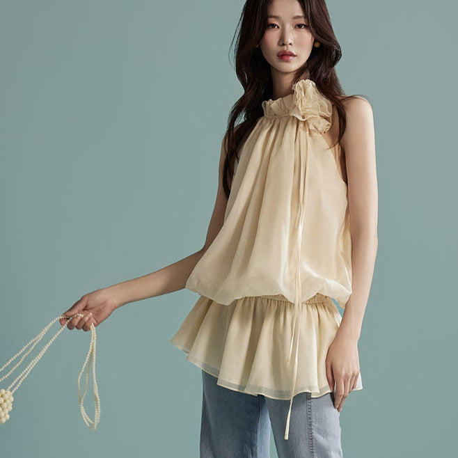 B2953 胸花衬衫套装