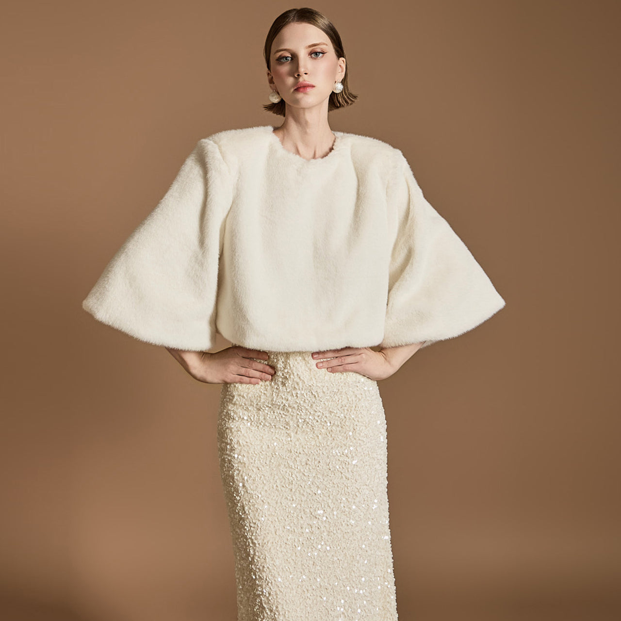 B3021 仿皮草衬衫