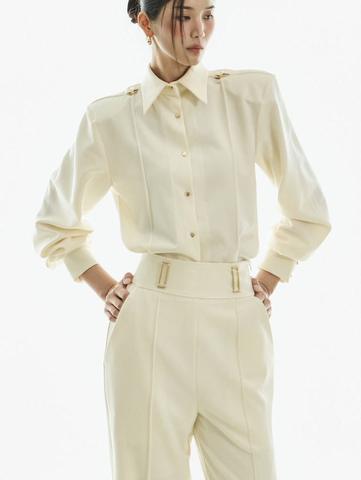 B3158 Buckle Pintuck Blouse