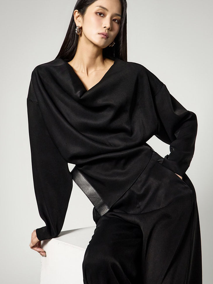 B9211 Drape Belted Blouse