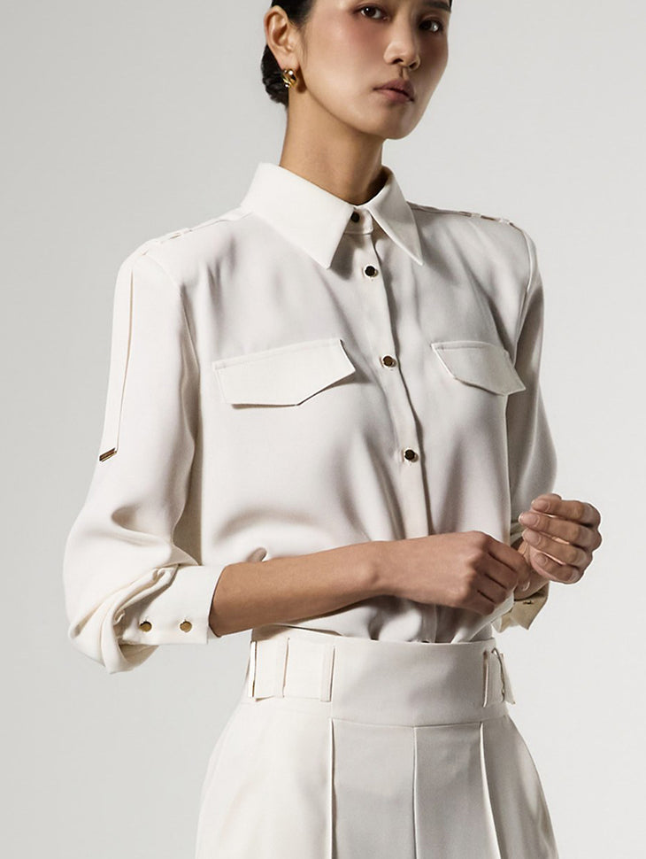 B3176 Flap Pocket Blouse