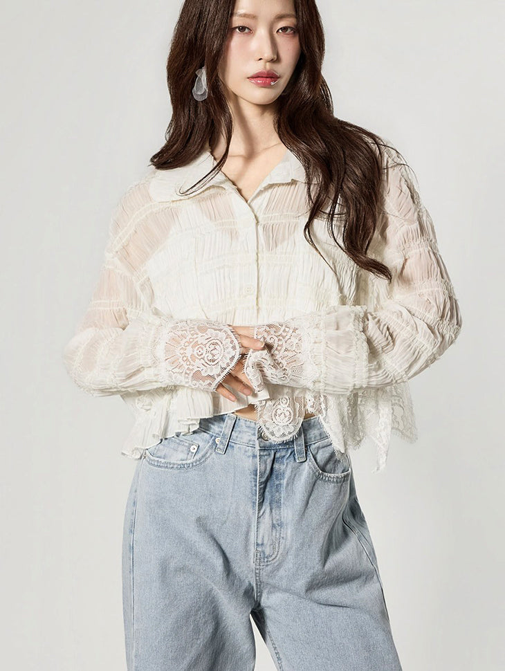 B3188 Lace Frill Blouse