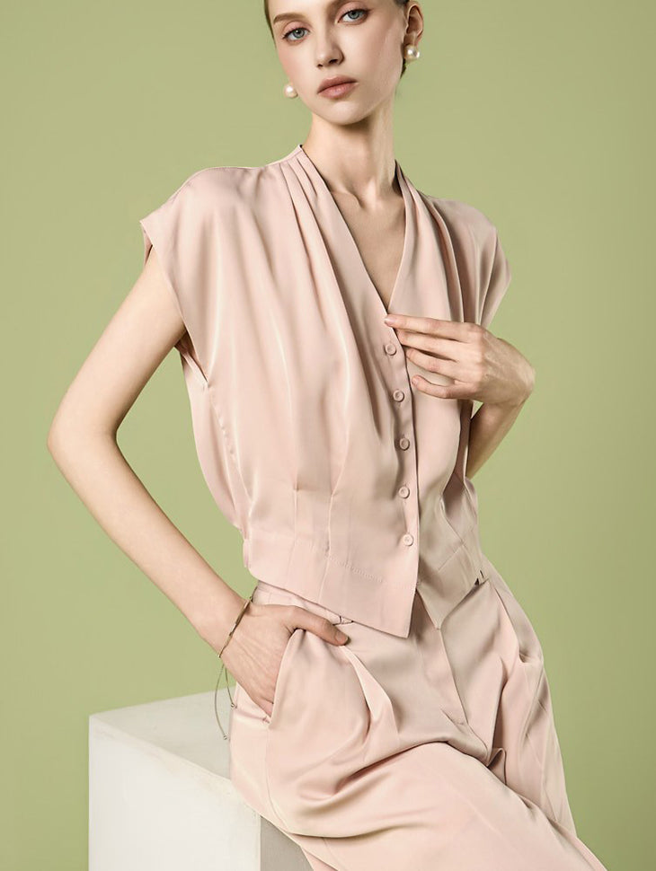 B3207 Satin Vest Blouse
