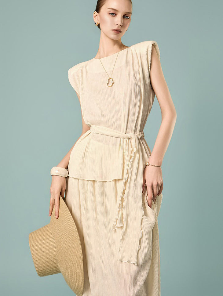 B3209 Wrinkle Scarf Blouse