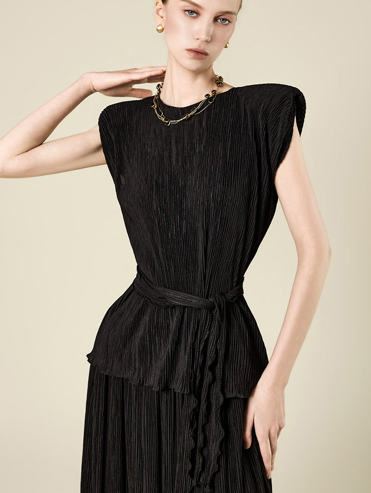B3209 Wrinkle Scarf Blouse