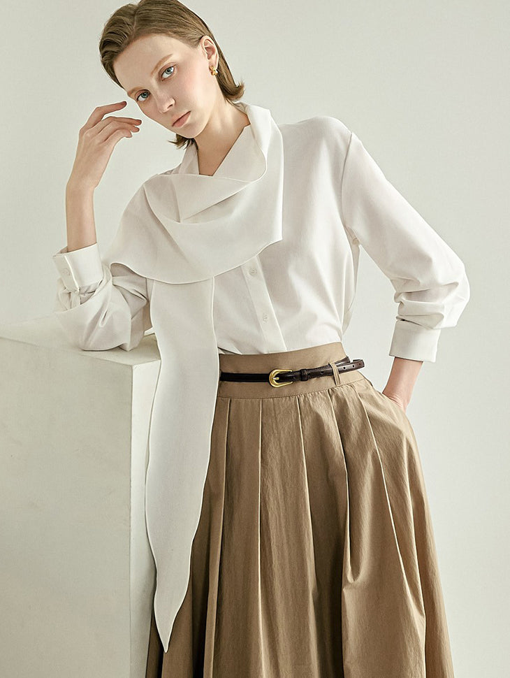 B3249 Cowl Neck Scarf Blouse