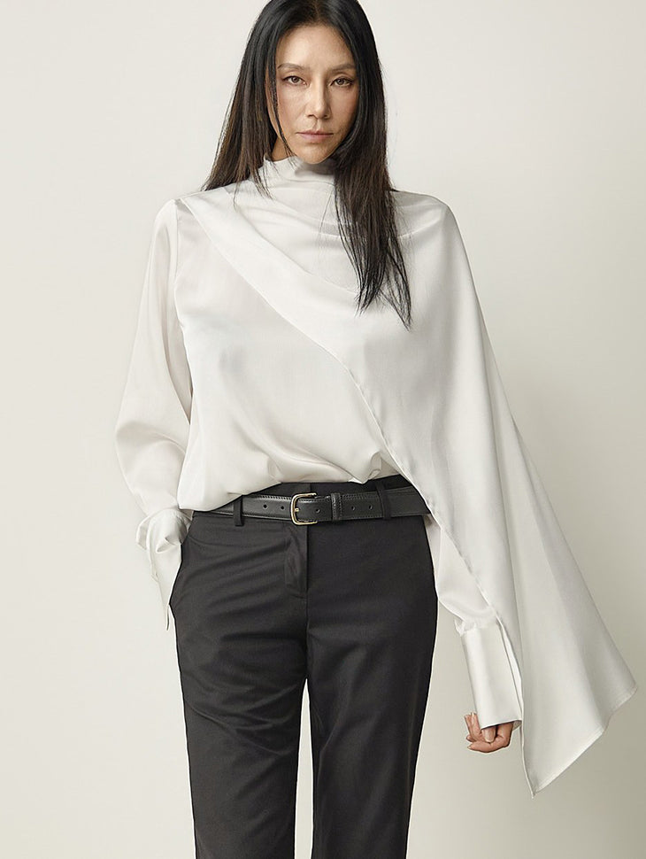 B9228 Cape Drap Blouse