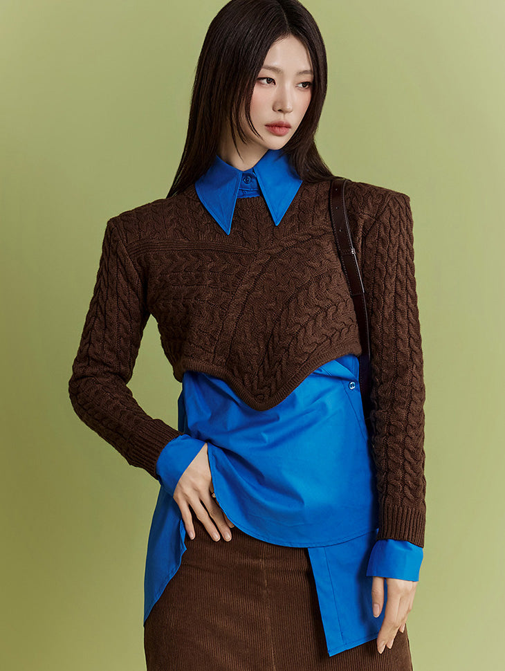 E3262 不对称短款针织衫