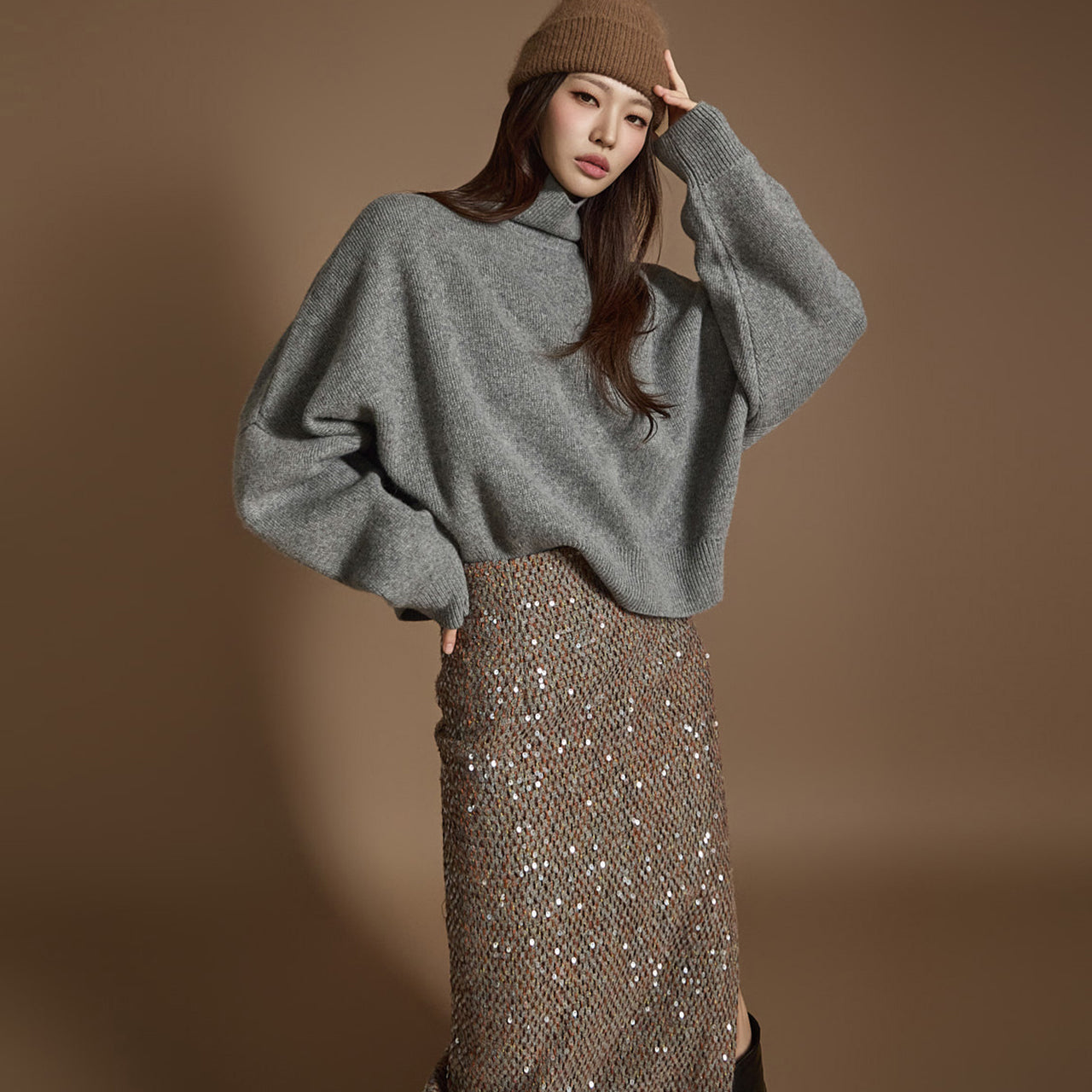 E3622 高领羊毛针织衫