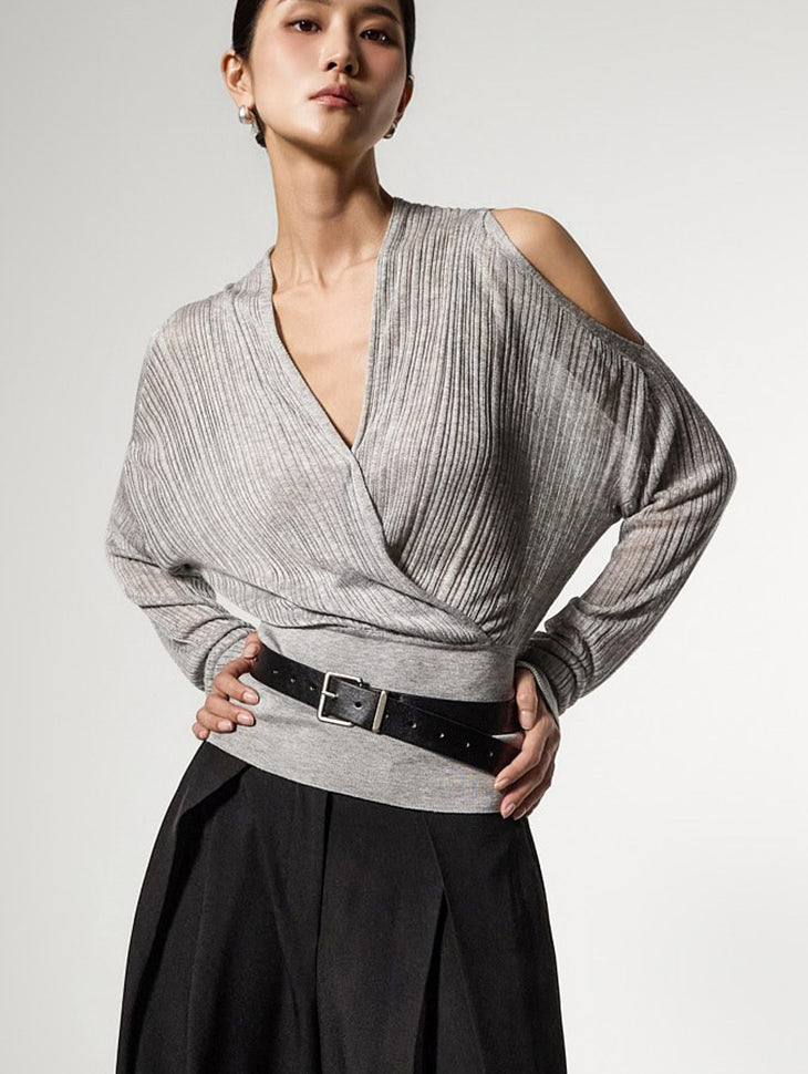 E4172 Off-Shoulder Wrap Knit