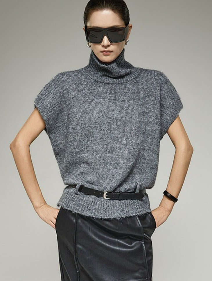 E4407 Turtleneck Knit Vest
