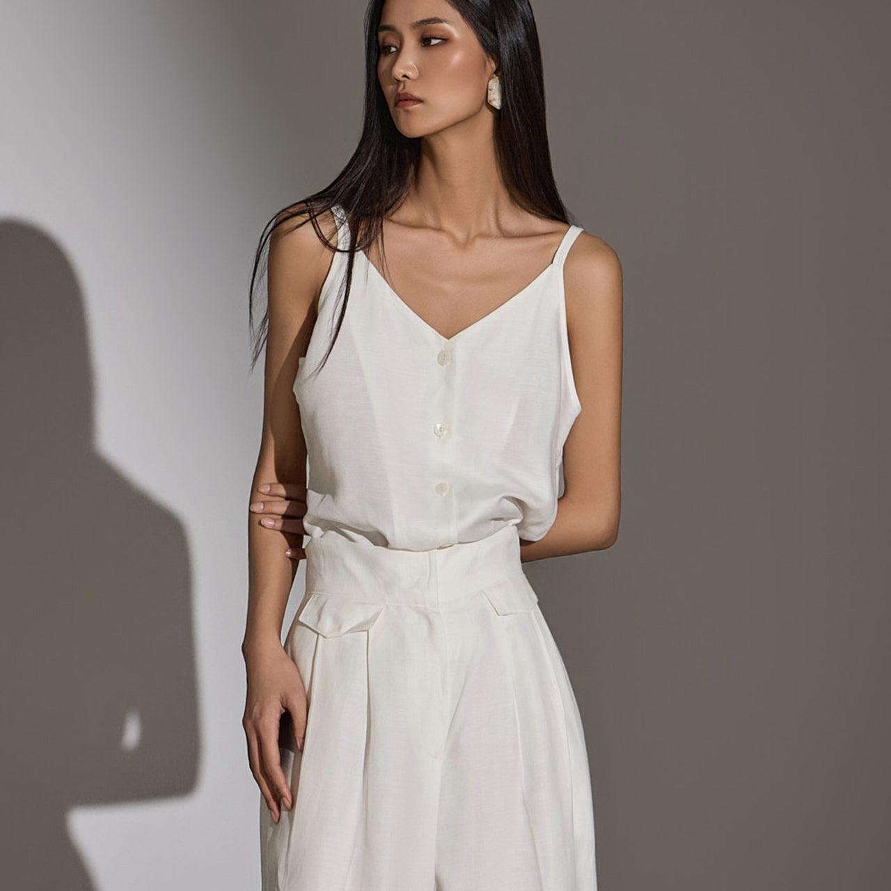 E3407 亚麻无袖上衣