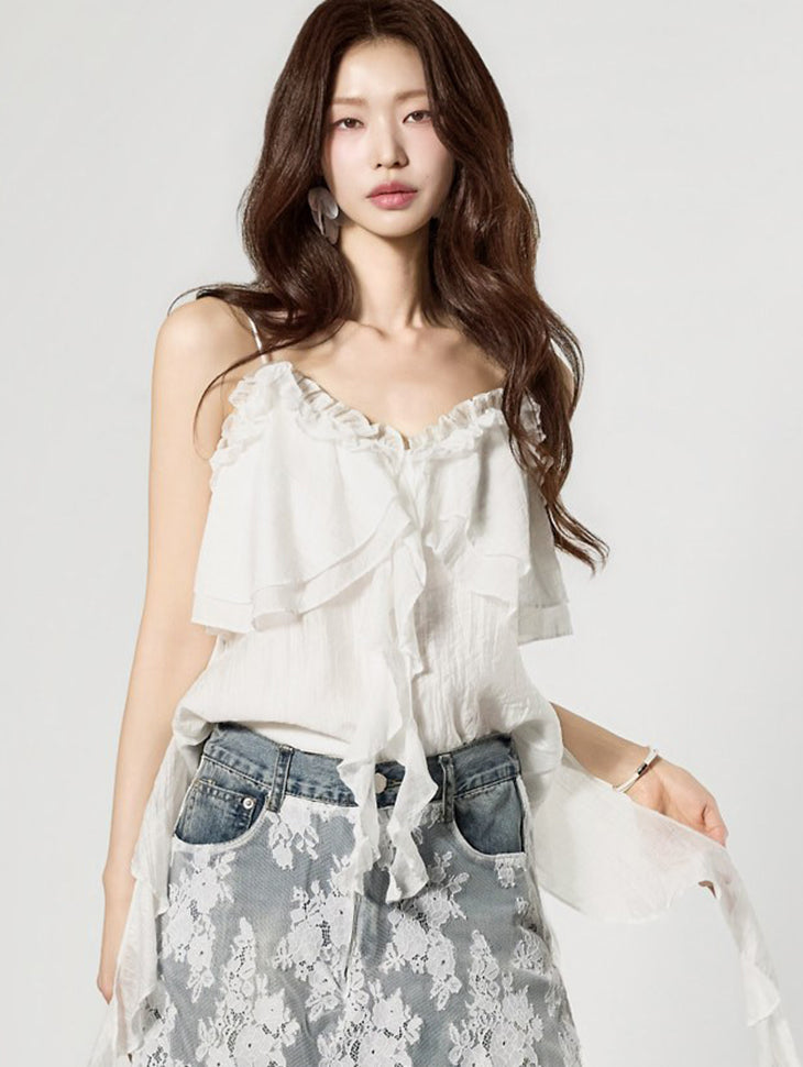 E4195 Frill Sleeveless Top