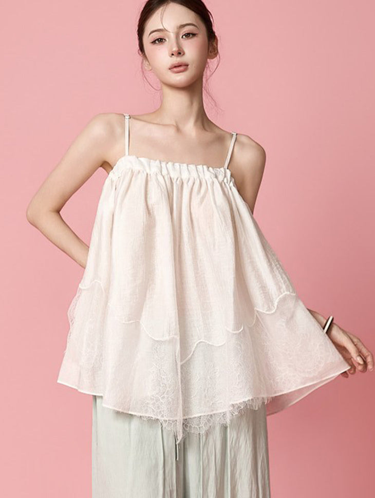 E4334 Sheer Volume Sleeveless Top