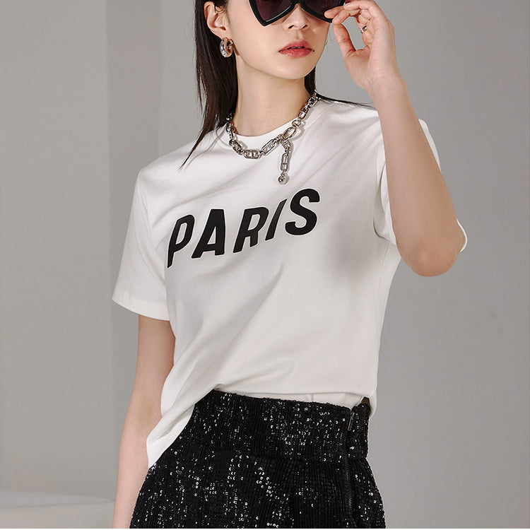 E2964 Leather Lettering T Shirt