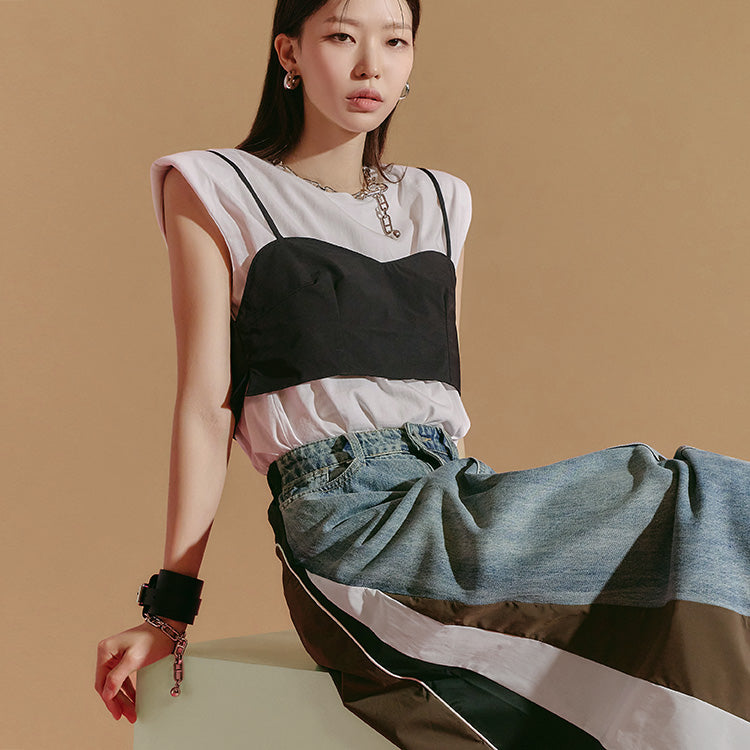 E2466 基本款无袖衬垫上衣