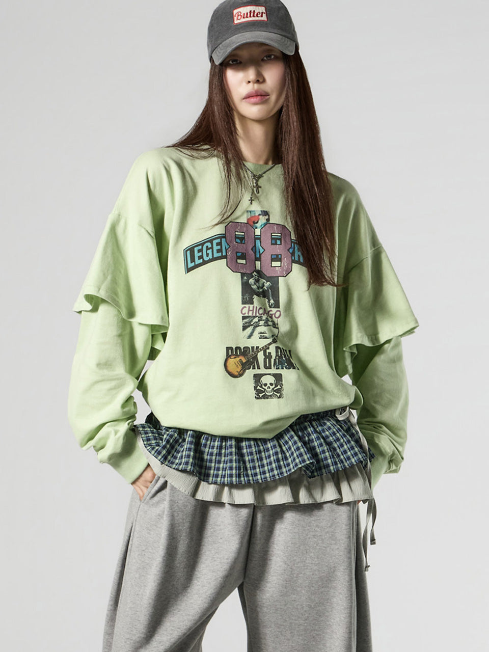 E4132 Ruffle Layered Top