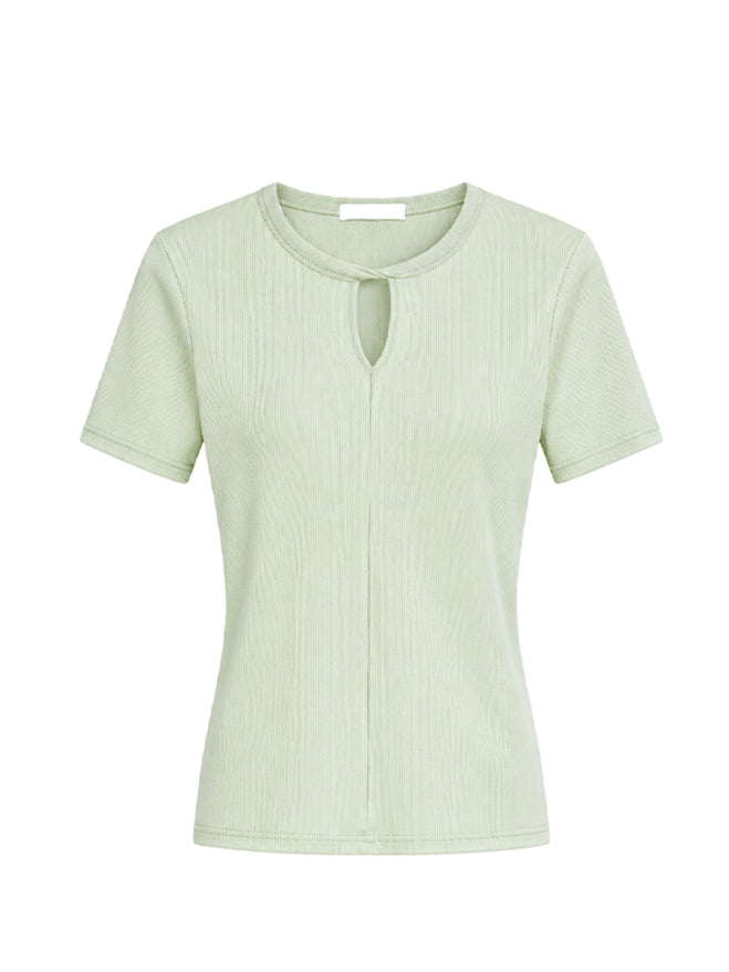 E4226 Slit Ribbed Half Top